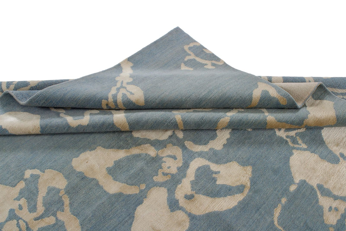 9x12 Blue and Ivory Modern Contemporary Rug