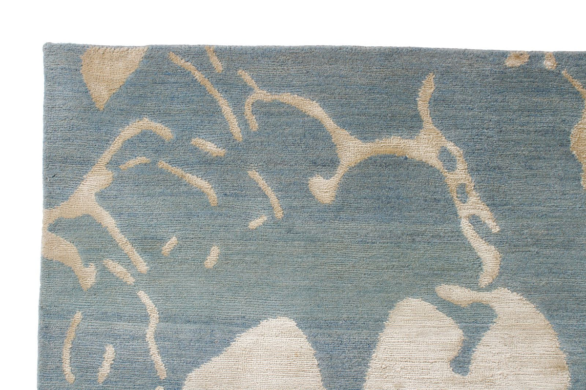 9x12 Blue and Ivory Modern Contemporary Rug