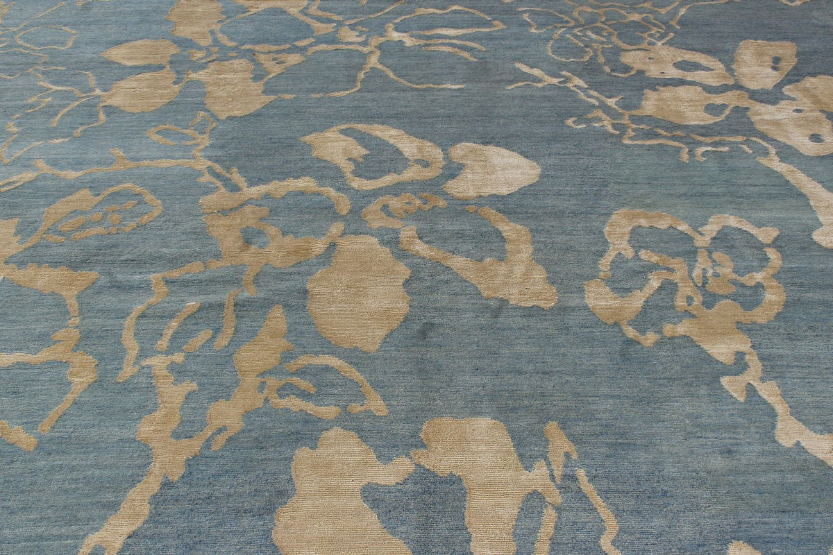 9x12 Blue and Ivory Modern Contemporary Rug