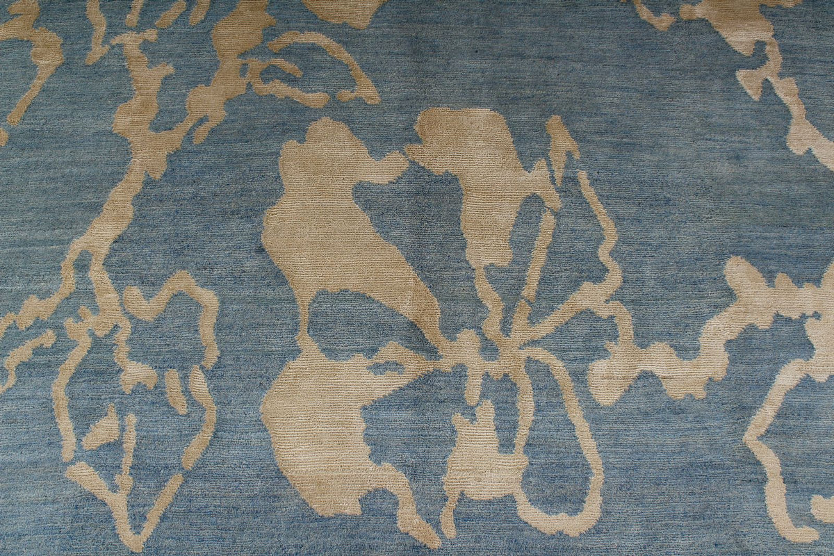 9x12 Blue and Ivory Modern Contemporary Rug