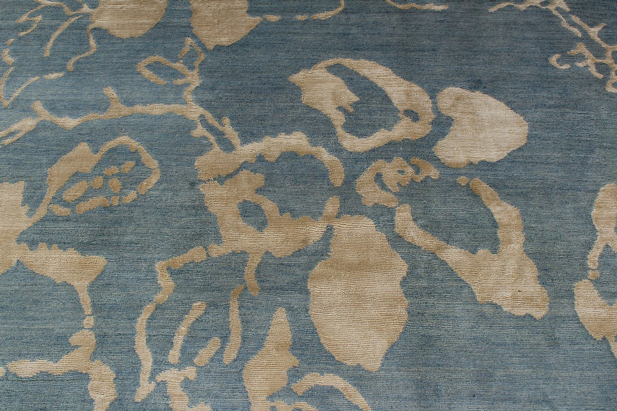 9x12 Blue and Ivory Modern Contemporary Rug