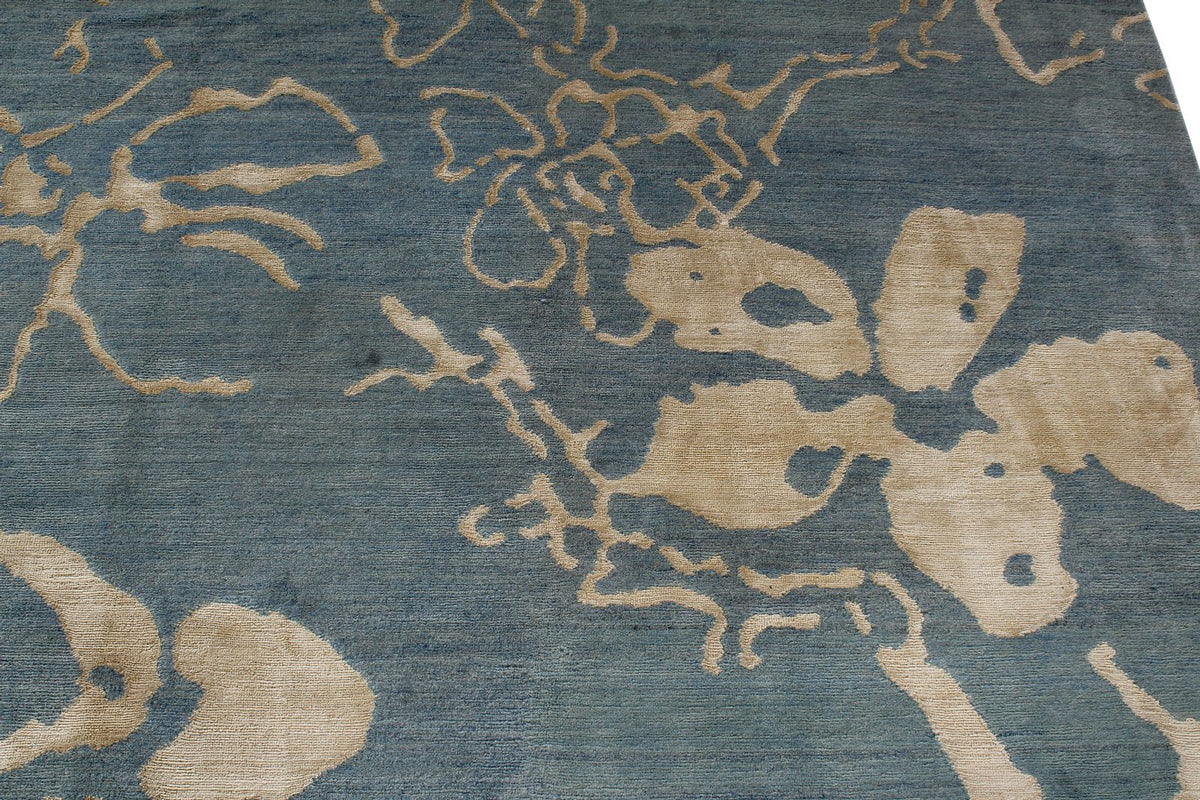 9x12 Blue and Ivory Modern Contemporary Rug
