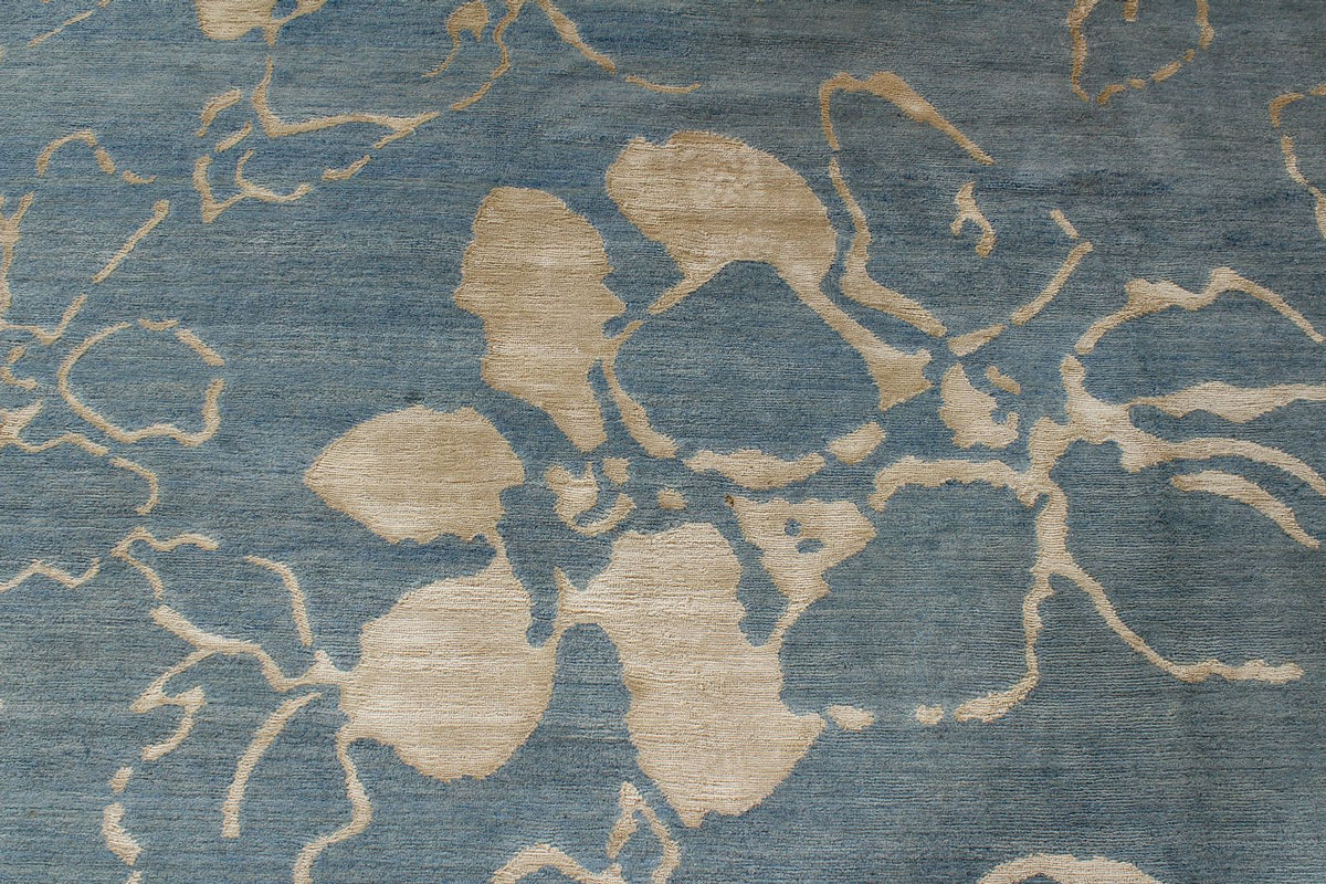 9x12 Blue and Ivory Modern Contemporary Rug