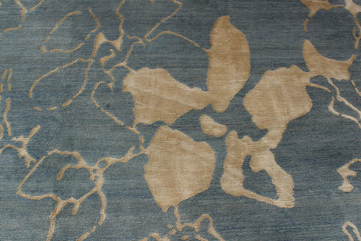 9x12 Blue and Ivory Modern Contemporary Rug