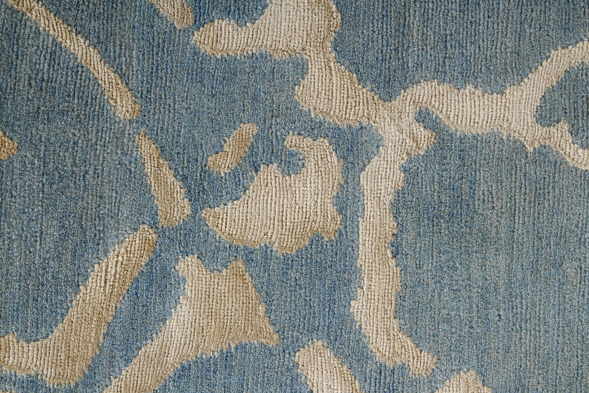9x12 Blue and Ivory Modern Contemporary Rug