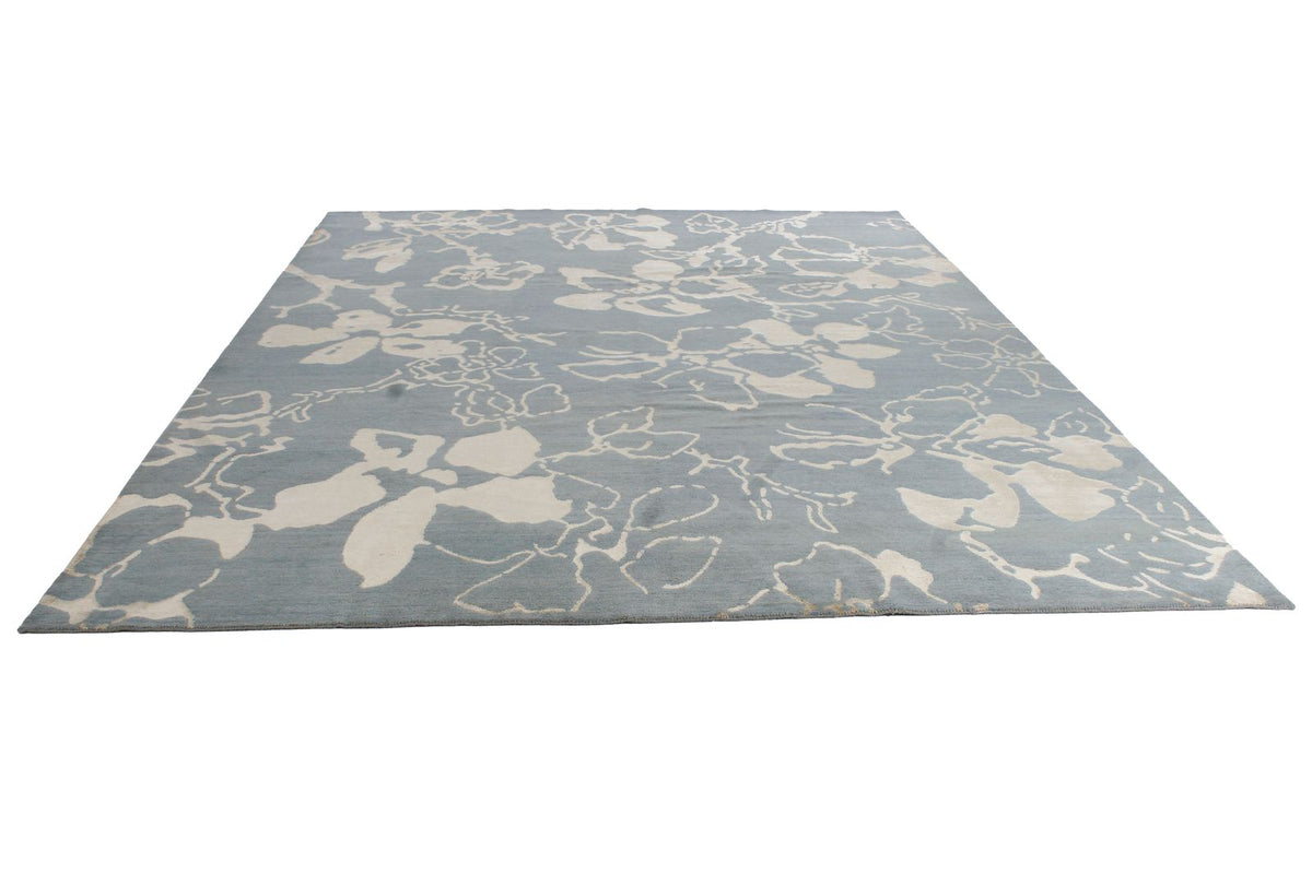 9x12 Blue and Ivory Modern Contemporary Rug
