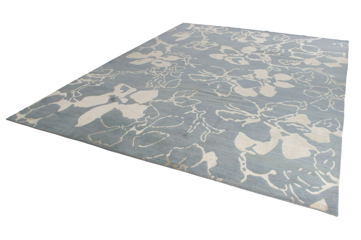 9x12 Blue and Ivory Modern Contemporary Rug