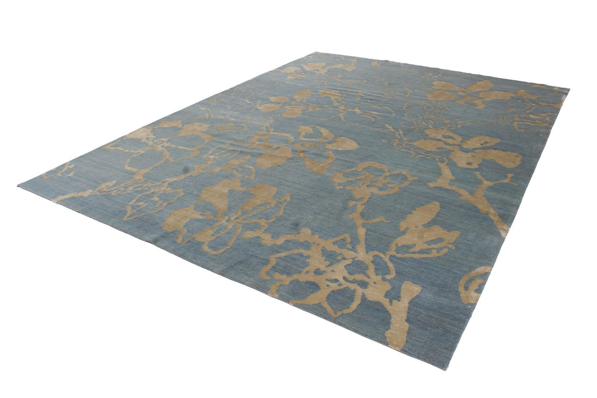 9x12 Blue and Ivory Modern Contemporary Rug