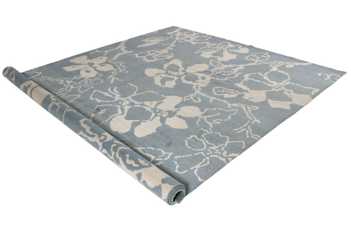 9x12 Blue and Ivory Modern Contemporary Rug