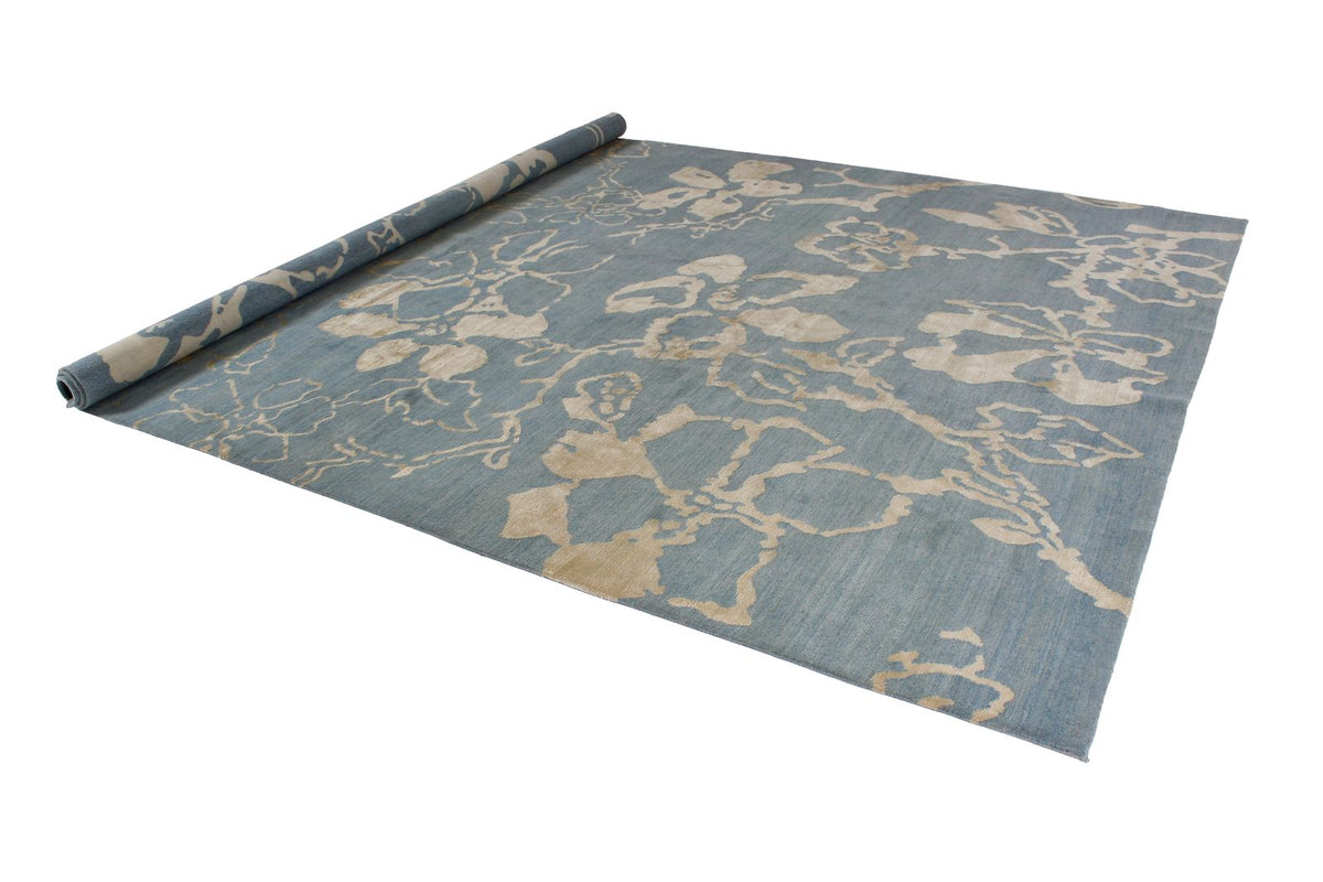 9x12 Blue and Ivory Modern Contemporary Rug
