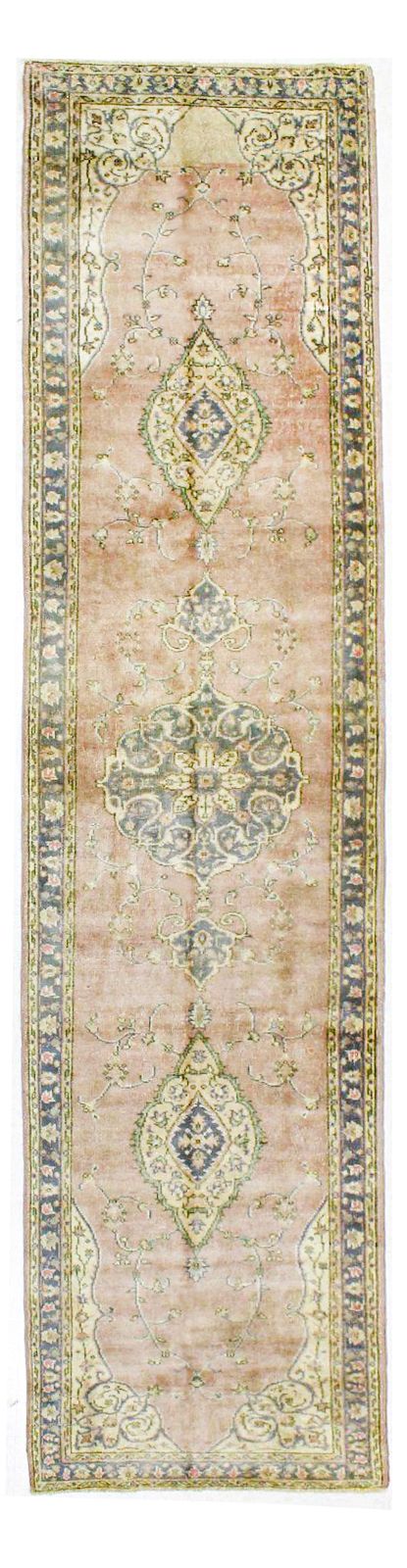 3x12 Pink and Ivory Turkish Tribal Runner