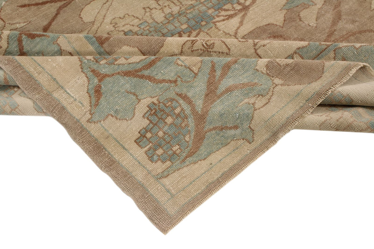 8x8 Blue and Ivory Turkish Oushak Rug
