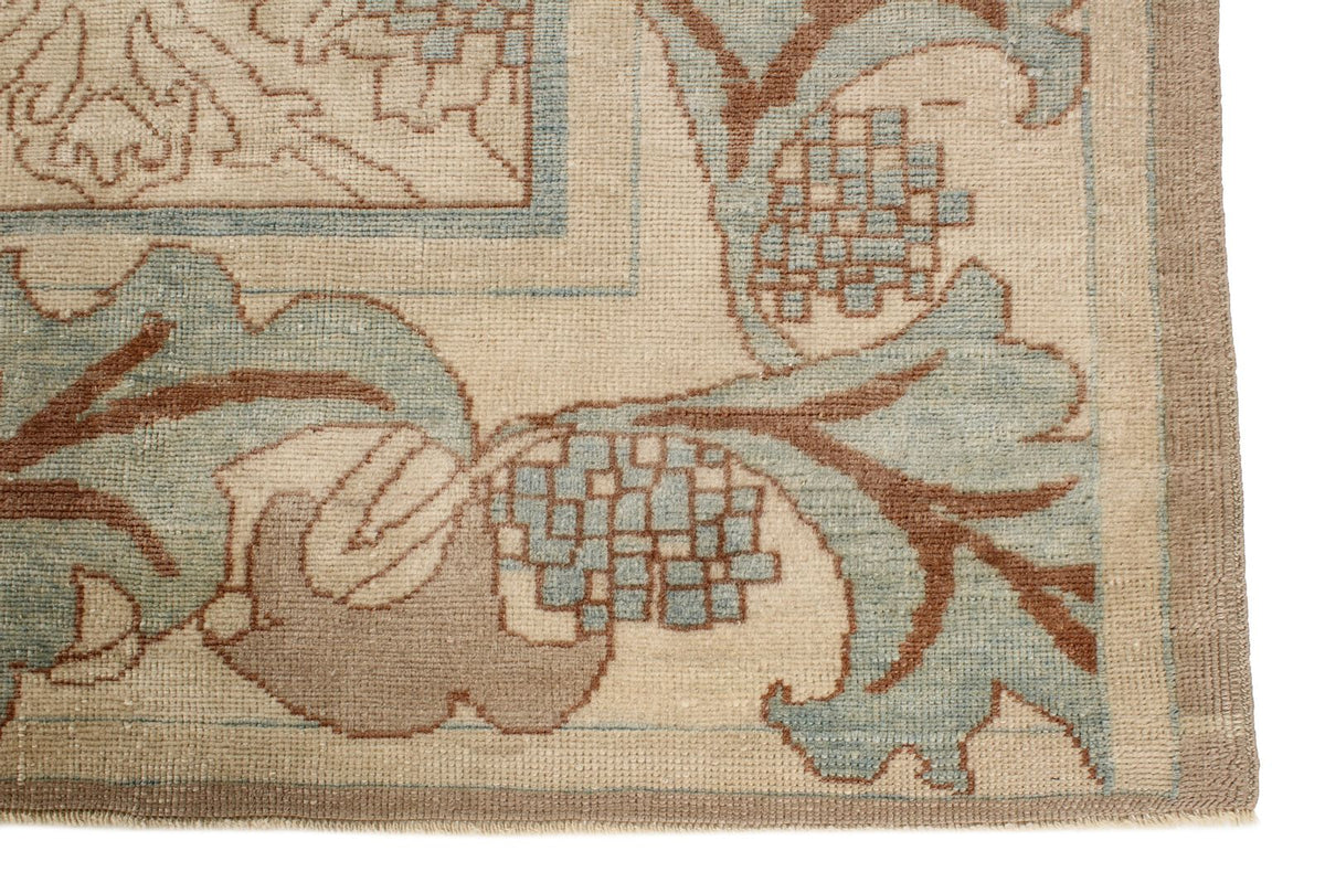 8x8 Blue and Ivory Turkish Oushak Rug