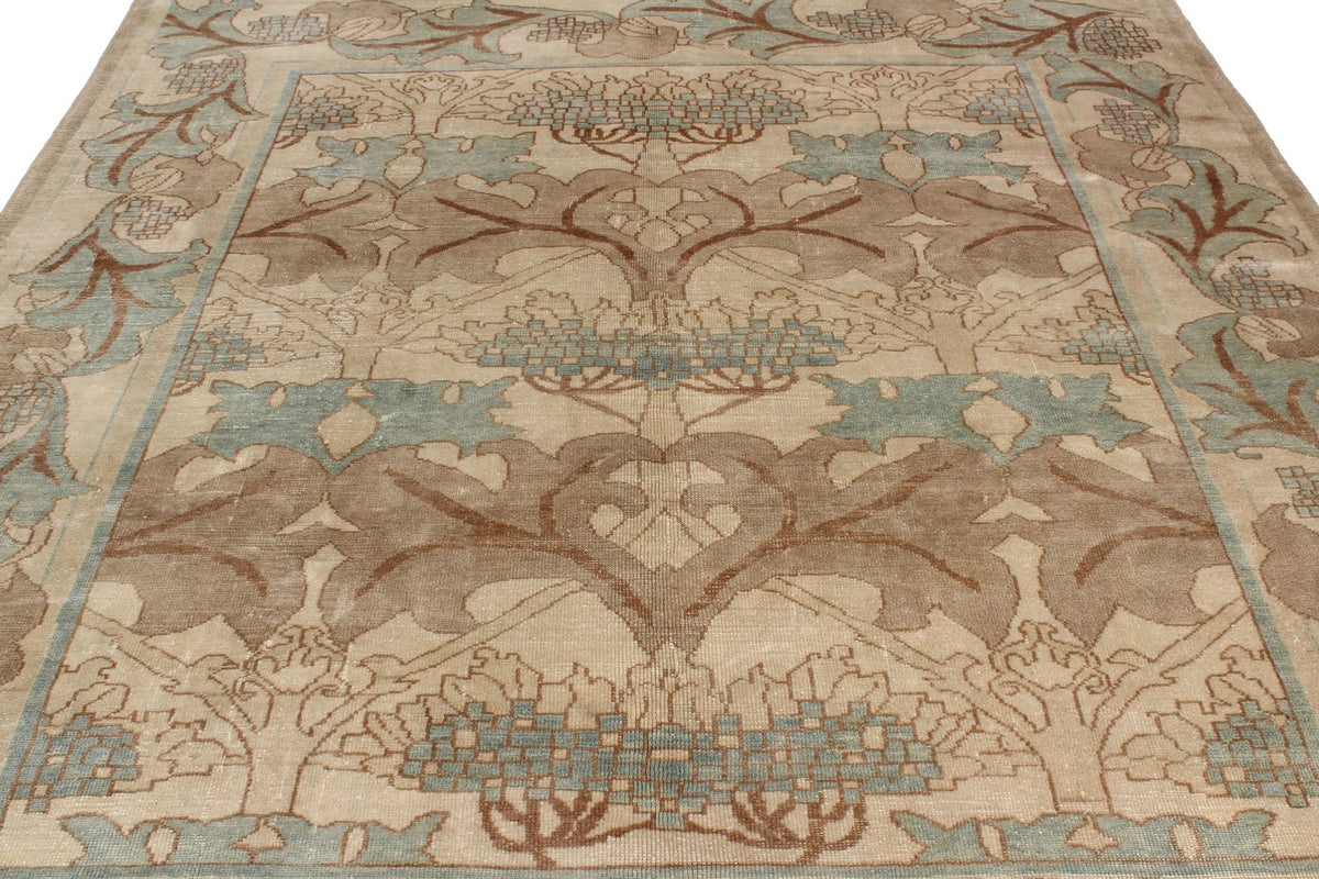 8x8 Blue and Ivory Turkish Oushak Rug