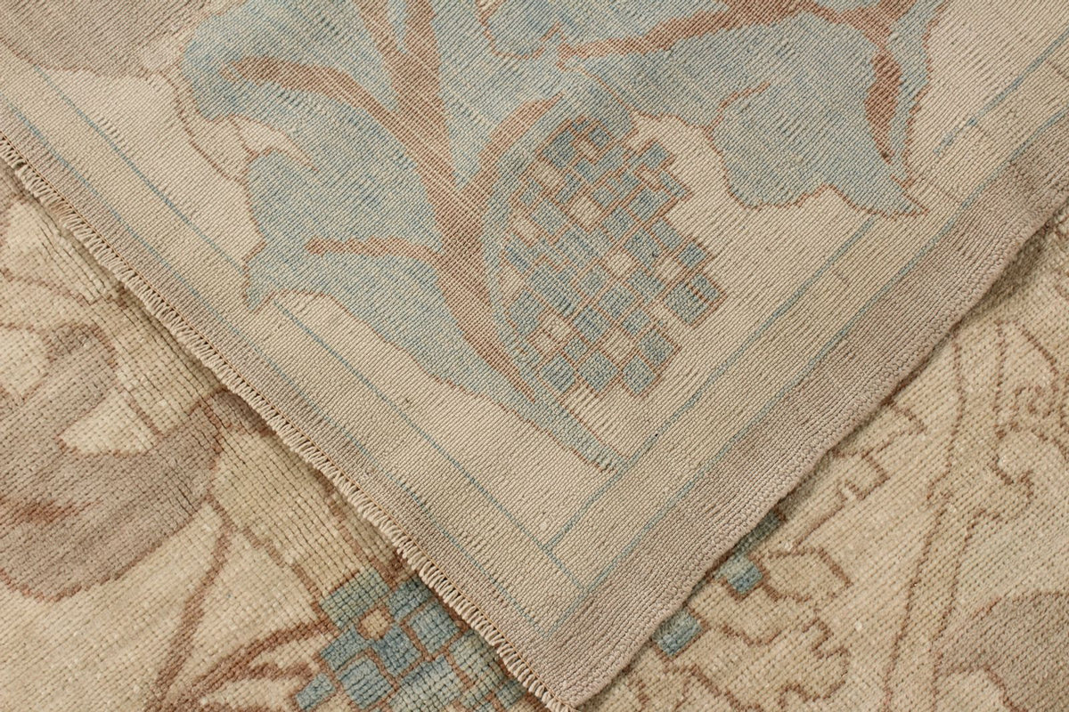 8x8 Blue and Ivory Turkish Oushak Rug