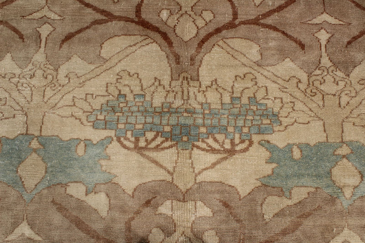 8x8 Blue and Ivory Turkish Oushak Rug
