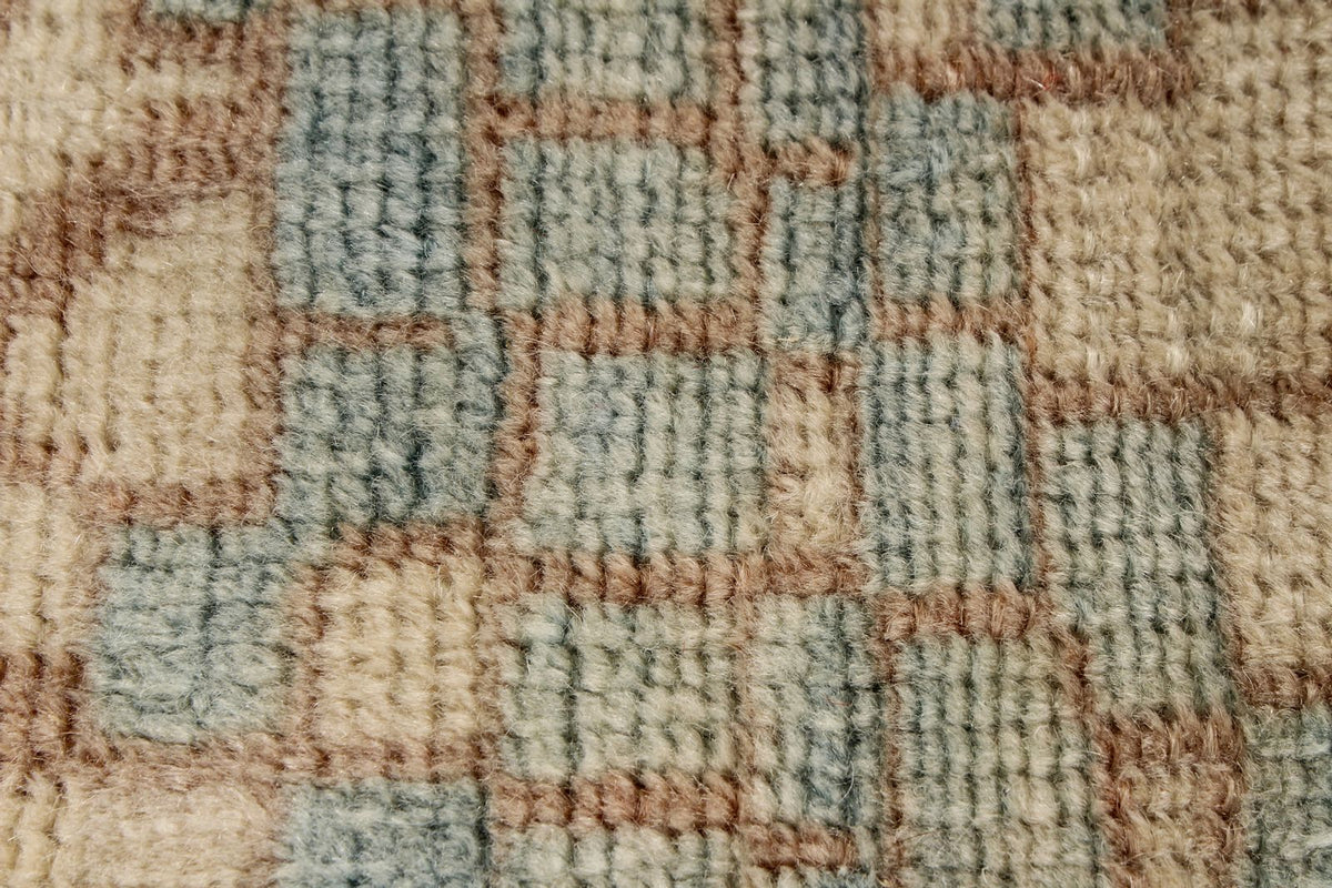 8x8 Blue and Ivory Turkish Oushak Rug