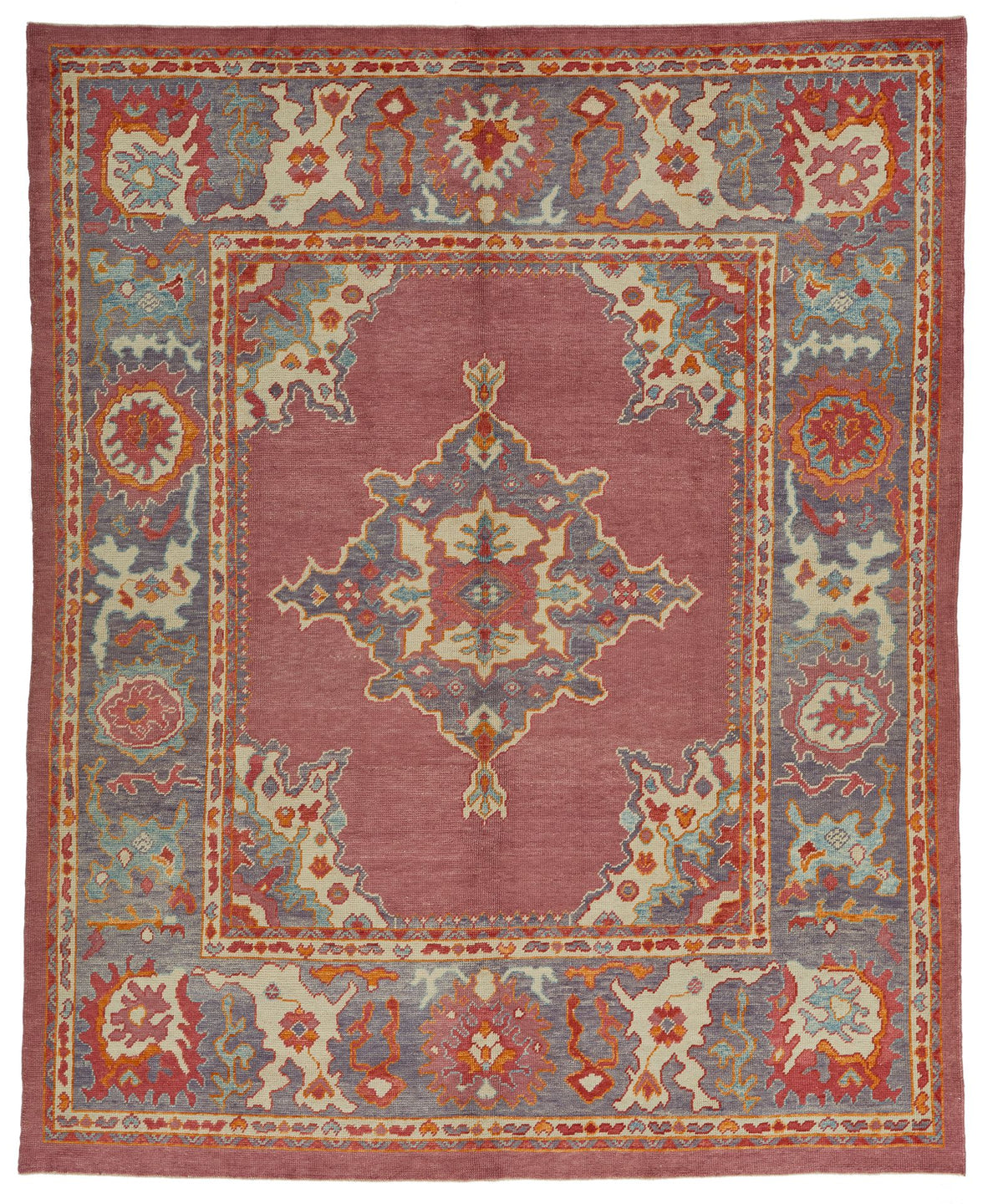 9x11 Purple and Pink Turkish Oushak Rug