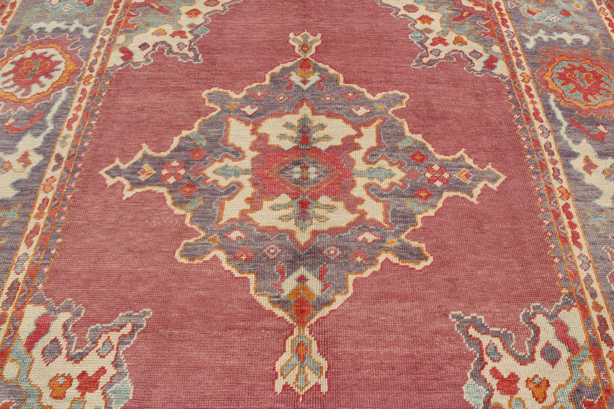 9x11 Purple and Pink Turkish Oushak Rug