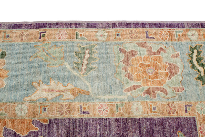 10x14 Purple and Blue Turkish Oushak Rug