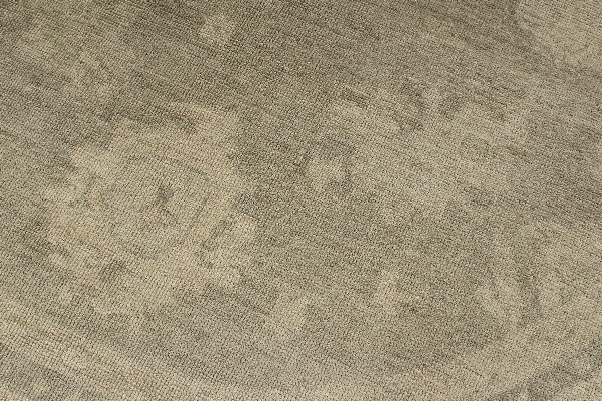 9x9 Green and Ivory Turkish Oushak Rug