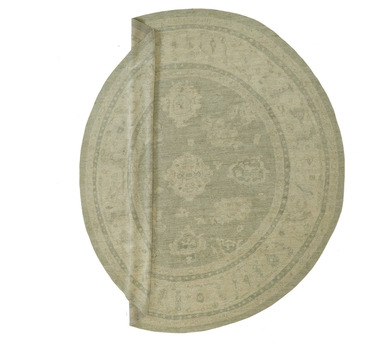 9x9 Green and Ivory Turkish Oushak Rug