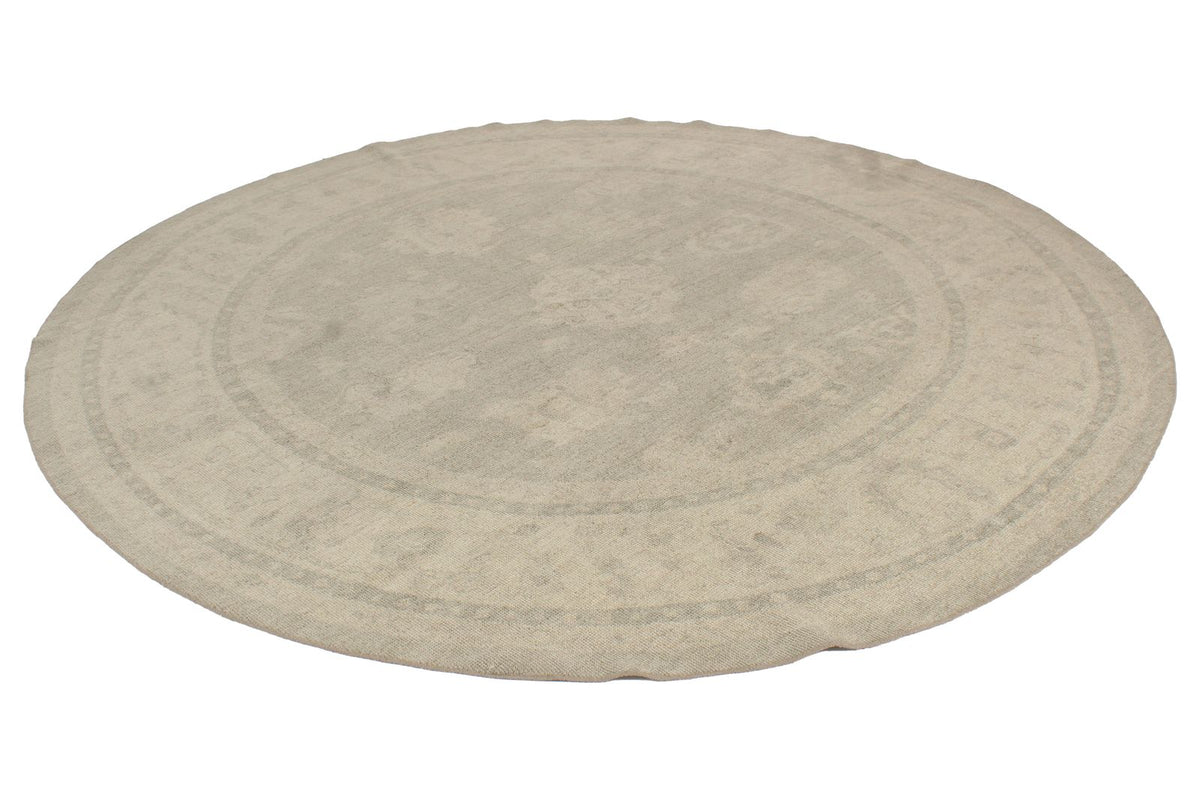 9x9 Green and Ivory Turkish Oushak Rug