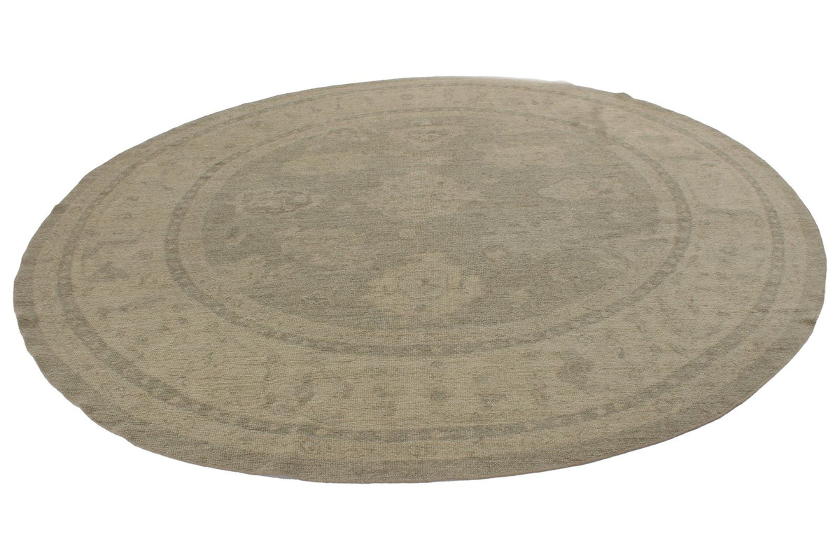 9x9 Green and Ivory Turkish Oushak Rug