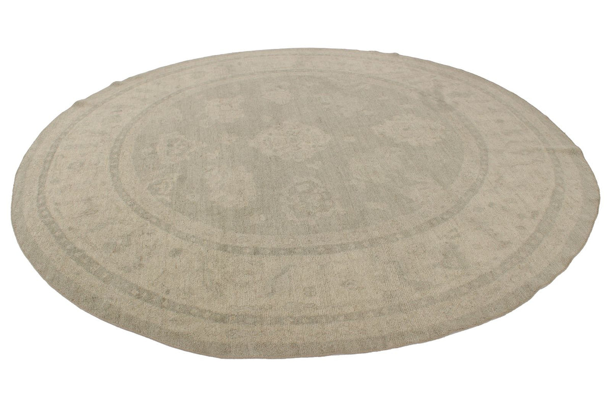 9x9 Green and Ivory Turkish Oushak Rug