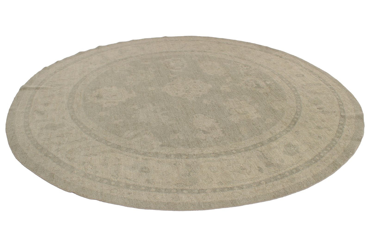 9x9 Green and Ivory Turkish Oushak Rug