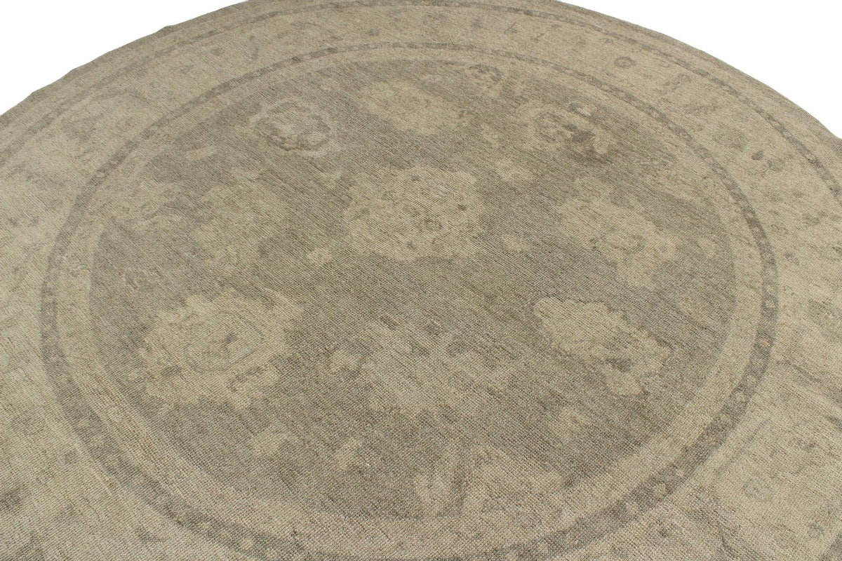 9x9 Green and Ivory Turkish Oushak Rug