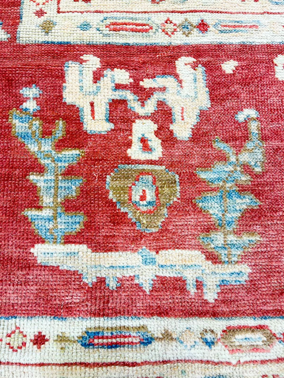 13x16 Green and Rust Turkish Oushak Rug