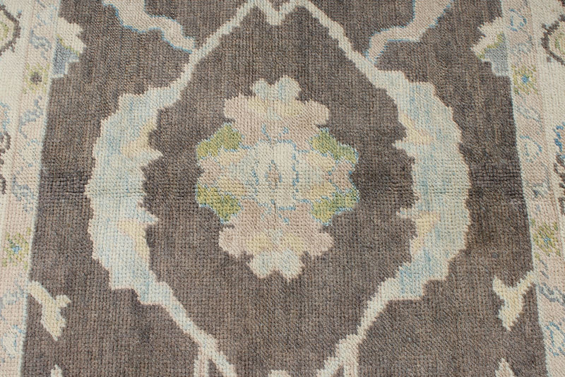5x5 Brown and Ivory Turkish Oushak Rug