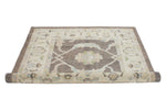 5x5 Brown and Ivory Turkish Oushak Rug