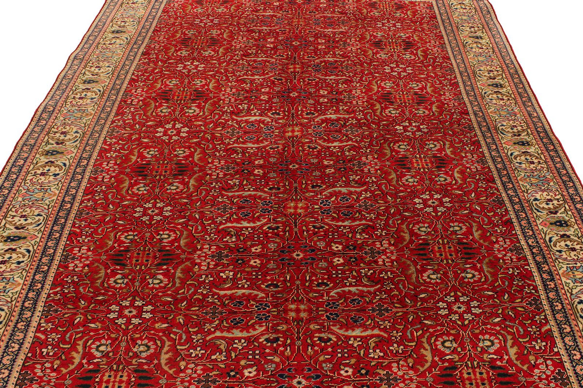 7x9 Red and Ivory Turkish Traditional Rug