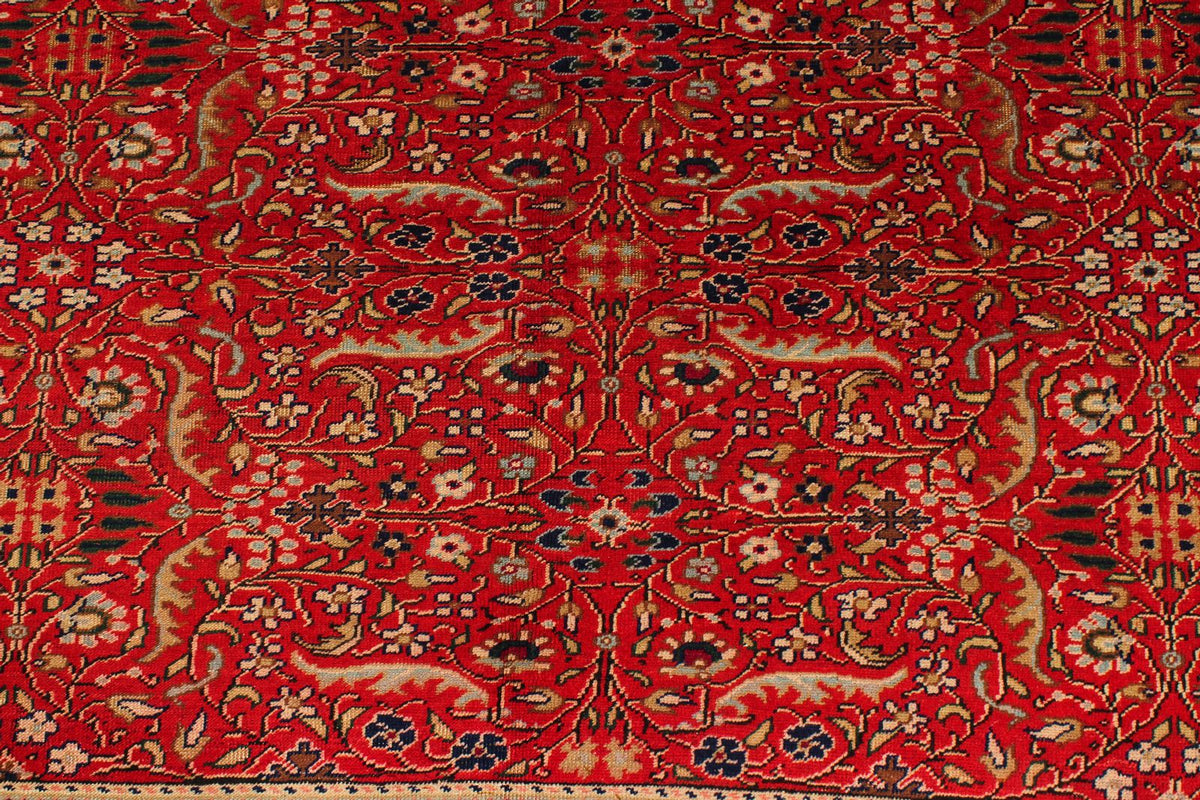 7x9 Red and Ivory Turkish Traditional Rug