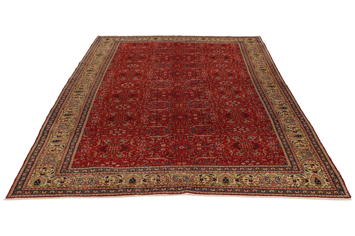 7x9 Red and Ivory Turkish Traditional Rug
