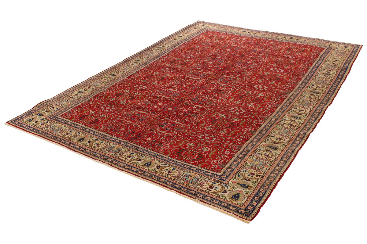7x9 Red and Ivory Turkish Traditional Rug