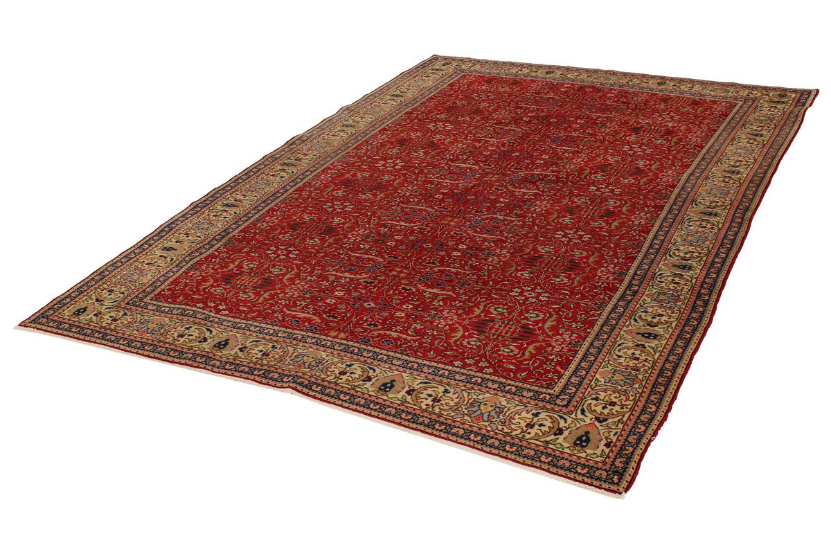 7x9 Red and Ivory Turkish Traditional Rug