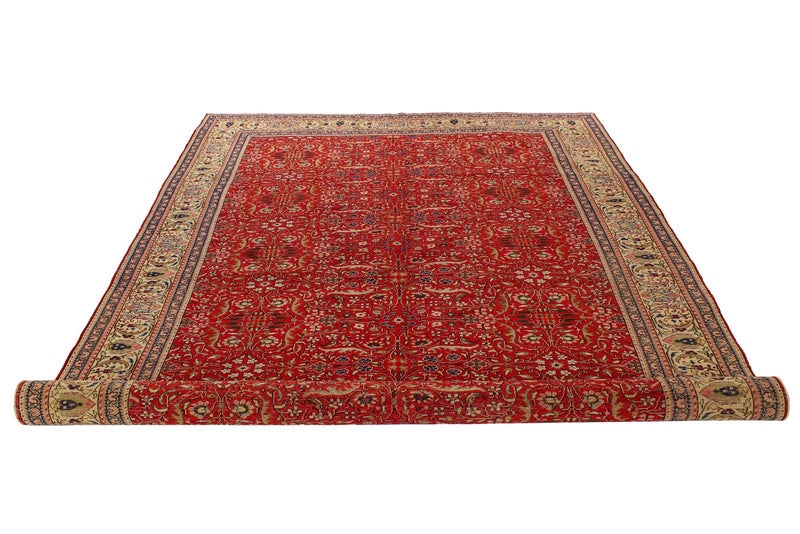 7x9 Red and Ivory Turkish Traditional Rug