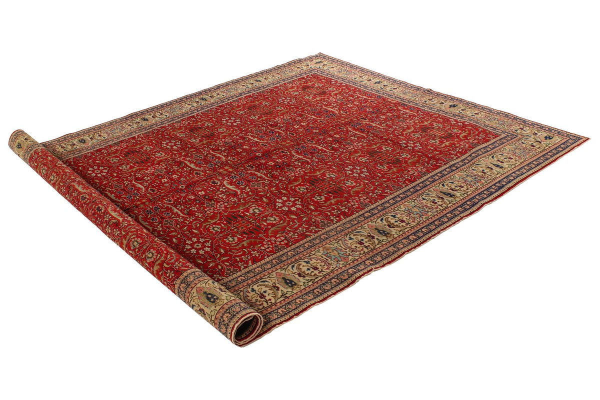 7x9 Red and Ivory Turkish Traditional Rug
