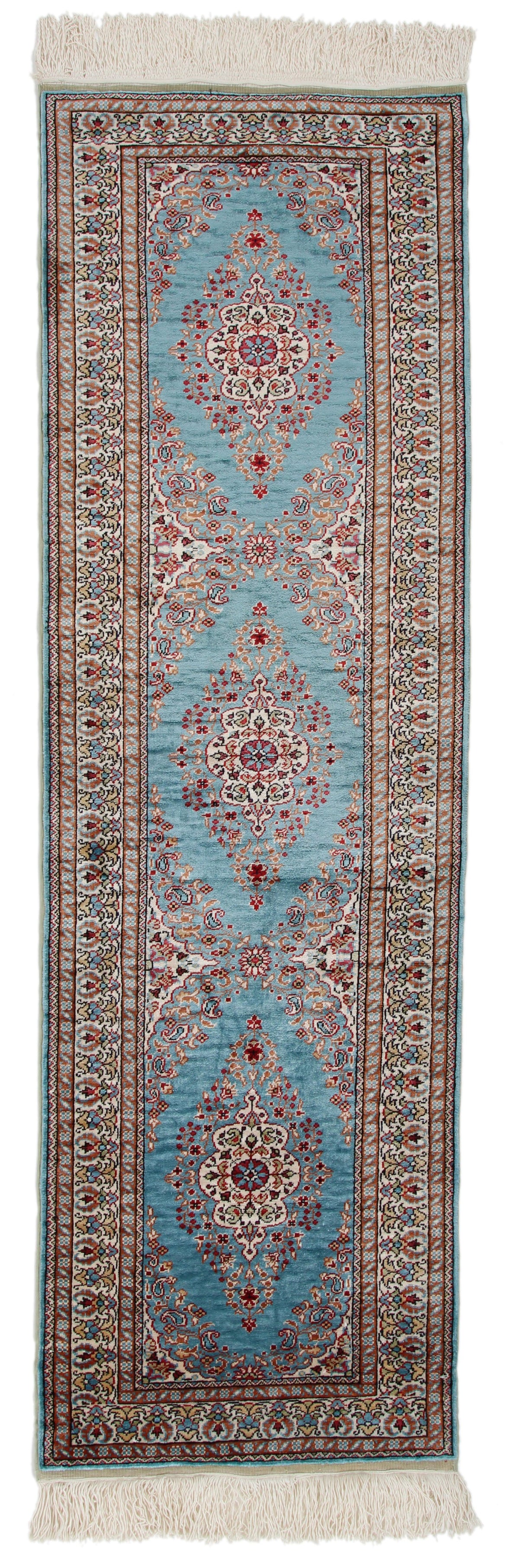 2x5 Blue and Ivory Turkish Traditional Runner