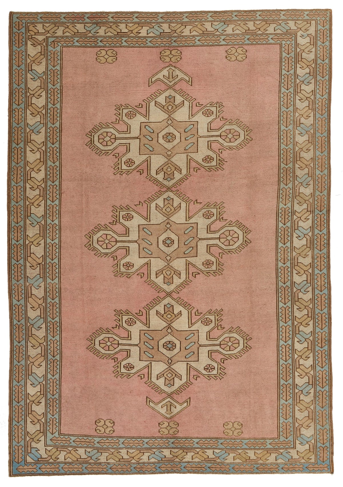 8x12 Pink and Beige Turkish Tribal Rug