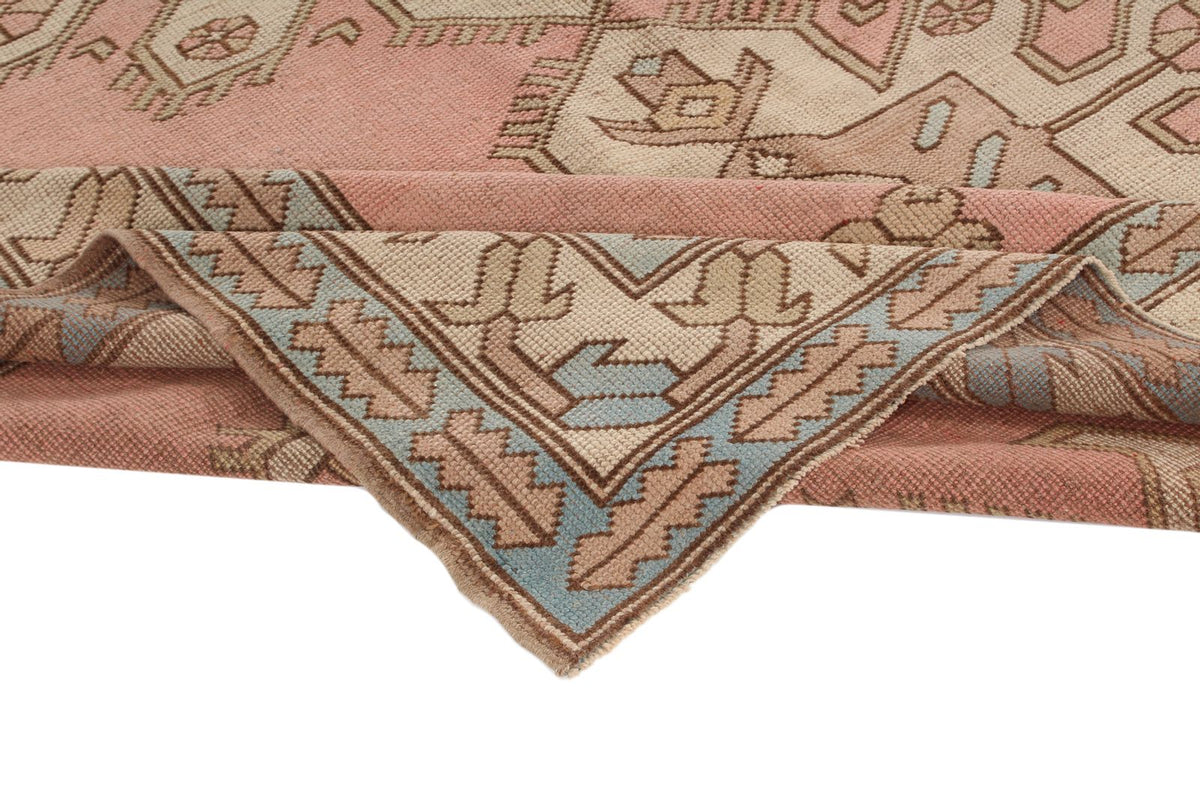 8x12 Pink and Beige Turkish Tribal Rug