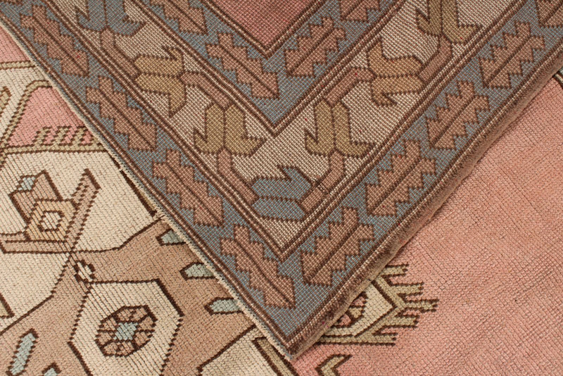 8x12 Pink and Beige Turkish Tribal Rug