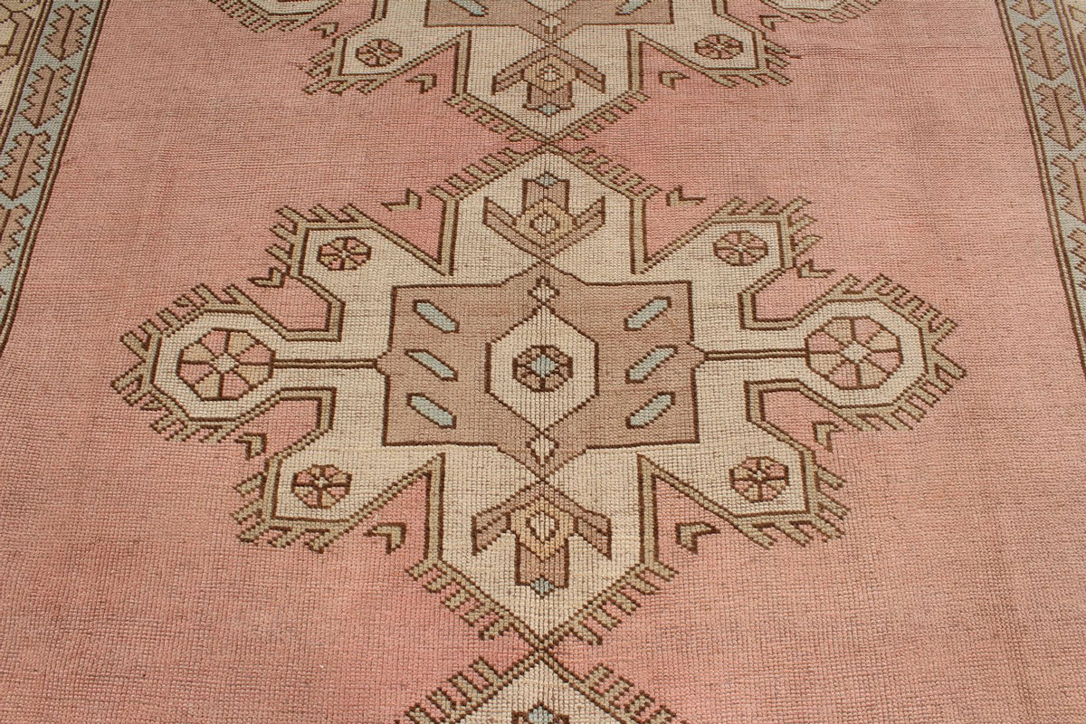 8x12 Pink and Beige Turkish Tribal Rug