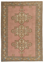 8x12 Pink and Beige Turkish Tribal Rug