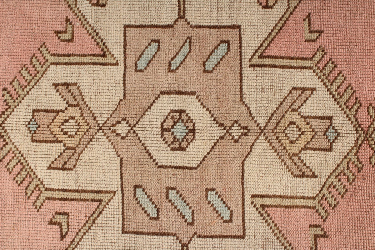 8x12 Pink and Beige Turkish Tribal Rug