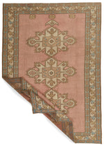 8x12 Pink and Beige Turkish Tribal Rug