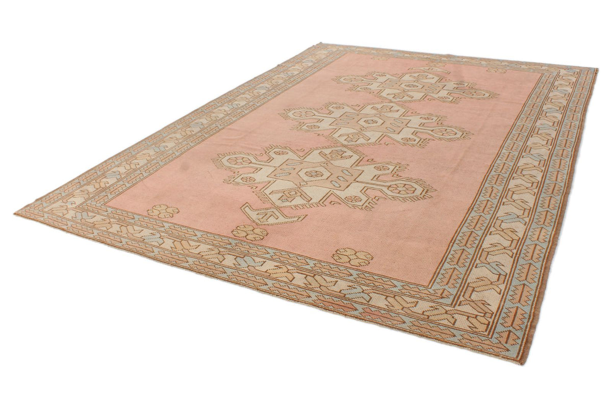 8x12 Pink and Beige Turkish Tribal Rug